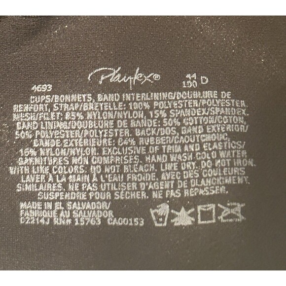 Playtex‎ 18 Hour 44D Black 4 Way Support Ultimate Shoulder Comfort MPN 4693 NWT - Picture 7 of 8